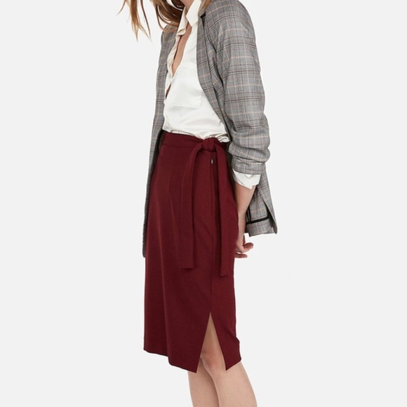 Express Dresses & Skirts - EXPRESS Side Tie Pencil Skirt in Maroon SIZE 00